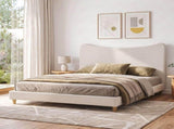 Artiss King Bed Frame with Boucle Headboard, Beige, 300kg Capacity BFRAME-H-DORA-K-BG-ABC