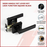 Door Handle Set Lever Privacy Function Square Black V63-837371