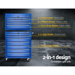 Giantz Tool Chest and Trolley Box Cabinet 16 Drawers Cart Garage Storage Blue TB-16DR-BL