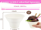 100 Pack Snow Cone Cups and Straws, 12 OZ Paper Cup with Colorful Spoon Straw, Leak-proof Shaved Ice V1259-DP01-A-988