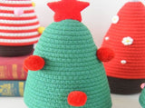 Christmas-themed cotton yarn woven storage basket, Christmas tree-shaped desktop storage box with V1265-AU-043-HONG