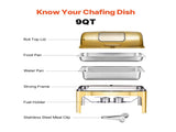 Roll Top Chafing Dish Buffet Complete Set, 9Qt Stainless Steel Chafer with Full Size Pan, Rectangle V952-ZFXQFGK1JTJSEAIBSV0