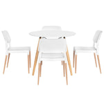 1 Artiss Dining Table and 4 Chairs Set Round White DSET-DSW100-086-WHX4