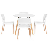 1 Artiss Dining Table and 4 Chairs Set Round White DSET-DSW100-086-WHX4
