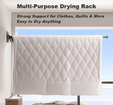 Wall-Mounted Folding Drying Rack with Windproof Holes & Retractable Rod for Balcony, Bathroom & V1107-CS-MDKZDLYJH
