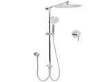 WELS Round 12" Rain Dual Shower Head 3 Modes Handheld Wall Rail Chrome Mixer Valve Set V1233-HR002M4CSC842KSR112KRD201CR