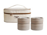 4-Pack Brown 304 Stainless Steel Microwave-Safe Lunch Box Set - Stackable Insulated Bento Containers V888-ELOSUNG45766