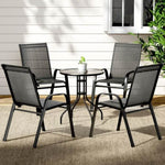 Gardeon 5PC Bistro Set Outdoor Table and Chairs Stackable Outdoor Furniture Black FF-STA-AL80-BK-4CH