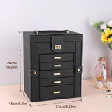 Women's Multi-functional Jewelry Box Built-in Mirror, Multi-layer Drawer Storage, Side Hooks to V1232-SSSNH005