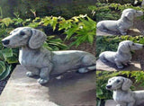 Concrete Dachshund Statue Outdoor Pet Memorial Sculpture for Garden, Yard or Porch Heavy Duty V1366-AZ2-W-16460
