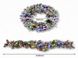 Christabelle Snowy Crown Pine Christmas 2pc Set 6cm Christmas Wreath and Garland with LED Light CMB-SENCR-WG