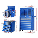 Giantz 17 Drawer Tool Box Cabinet Chest Trolley Toolbox Garage Storage Box Blue TB-17DR-107-BL