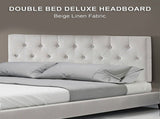 Linen Fabric Double Bed Deluxe Headboard Bedhead - Beige V63-821463