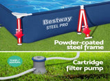 Bestway Swimming Pool 300x201x66cm Steel Frame Above Ground Pools w/ Filter Pump 3300L BW-POOL-SQ-3M-56412
