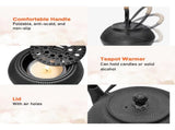 1.2L Cast Iron Teapot and Warmer Set Tea Kettle Iron Bottle With Stainless Steel Mesh Infuser and V985-TEAPOTSET