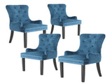 4X French Provincial Dining Chair Ring Studded Velvet Rubberwood Leg LISSE NAVY BLUE V274-FT-VFC-1141-NV4