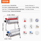 7-Branch Heat Manifold, 1/2" PEX Tubing Manifold, Stainless Steel PEX Manifold for Hydronic V952-DRFSQBXG7HLG5ODPQV0