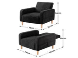 Artiss Reclining Armchair Velvet Sofa Bed Daybed Chair Single Chair Black UPHO-K-ARM-VEL-BK