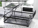 CARLA HOME 2-Tier Dish Drying Rack for Kitchen Counter with Drainboard, Utensil Holder, Cup Rack & LSB-36250