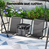 Gardeon Outdoor Swing Chair Garden Chair Canopy Cup Holder 2 Seater Grey GSC-NFS-2S-CUP-GR