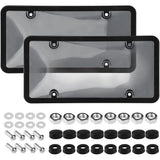 A Pair of Transparent License Plate Protectors,Clear License Plate Frame with Screw Covers V1366-AZ2-W-24337