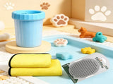 4-Piece Cleaning Kit -Pet Grooming and Paw Cleaning Set with big Blue Dog Paw Cleaner Cup Grey V888-ELOSUNG53231
