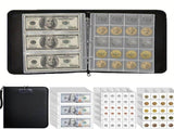 Coin Collection Album for Collectors with Lock, 360 Pockets Fireproof Coin Holder Book & 36 Paper V1192-AZ-W-5537