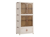 Artiss Foldable Storage Cabinet Stackable Wardrobe Box Clear Magnetic Door White SC-2W1B-6539-WH