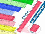 12 Inch Plastic Rulers, 96 PCS Transparent Assorted Color Metric Bulk Rulers with Inches Centimeters V1366-AZ2-W-14559