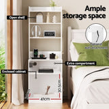 Artiss Bedside Table Nightstand Charging Station FUR-T-BS-SHEL-01-WH