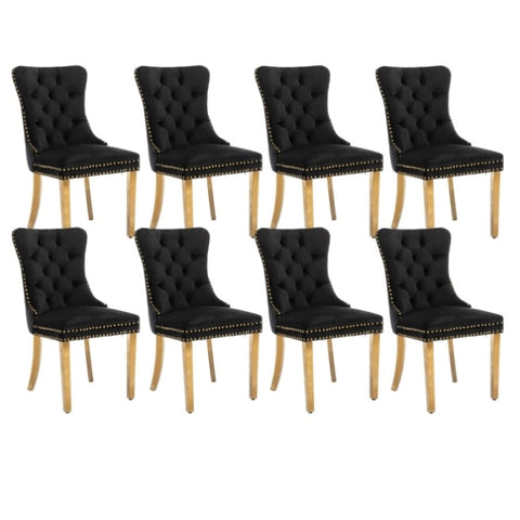 8x Velvet Dining Chairs with Golden Metal Legs-Black V226-SW1501BK-4