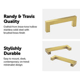 15x Brushed Brass Drawer Pulls Kitchen Cabinet Handles - Gold Finish 96mm V63-835811