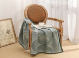 Green Luxurious Paisley Jacquard Throw Blanket - Soft Wool Blend with Tassels, 120x150cm, V888-ELOSUNG27670