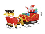 Santaco LED Inflatable Santa Sleigh Reindeer 2.2M INFL1051