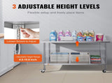 Stainless Steel Work Table 30 x 60 x 38 Inch, with 4 Wheels, 3 Adjustable Height Levels, Heavy Duty V952-CFBXGGZTLCDJ1CSD7V0