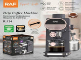 Compact Semi-Automatic Espresso Coffee Machine with Milk Frother Wand, 5Bar Pressure Extraction V1341-ZY-339XXBY4-BLACK