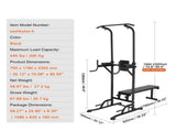 Power Tower with Bench, 10-Level Height Adjustable Pull Up Bar Stand Dip Station & Detachable Bench, V952-DGNYTXSJDZDK4EQYXV0