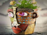 Abstract Face Planter Pot - Artistic Resin Decor for Succulents & Plants V888-ELOSUNG26217