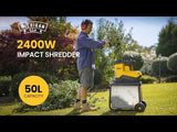 MICHIGAN 2400W Electric Crushing Impact Shredder, Quiet High Torque Garden Mulcher Chipper, Shreds V219-MCGSLG00A