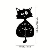 Black Gray Cat Wall Clock Unique Home Decor Silent Wall Clock Cat Decor Australia Modern V1347-115-GRA-17543