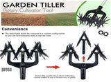 2-in-1 Garden Rotary Cultivator Tool with Star Wheel Spike Design for Soil Loosening, Weeding, and V1341-ZY-F4V35QJH-BLACK