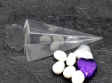 50 Pack of Clear Pyramid Triangle Shaped Small Clear Gift Box - Bomboniere Jewelry Gift Party Favor V382-50CONEPVCBOX