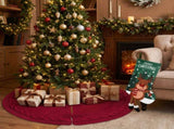Festive Holiday Home Decoration Set - Red Knitted Christmas Tree Skirt & Reindeer Stocking Combo for V888-ELOSUNG54469