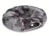 2-in-1 Dark Grey Tie-Dye Donut-Shaped Cat Tunnel Bed - Spacious 85cm Pet Play Tunnel & Lounger, V888-ELOSUNG42710