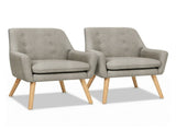 Artiss 2X Armchair Lounge Chair Accent Tub Chair Beige ANNE UPHO-B-ARM04-BGX2