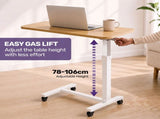 EQUIPMED Overbed Table with Gas Lift, 15kg Load, Steel Frame, 78-107cm Adjustable Height, Lockable V219-ALFOBTEQ84WA