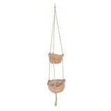 2 Tier Woven Hanging Basket Hemp Rope Hanging Fruit Basket Flower Plants Wall Basket Decor Multi V1294-YM0901-3111250052911