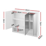 Cefito Bathroom Mirror Cabinet Medicine Adjustable Shelves Wall Hung 900x750mm White BV-MC-9075-WH