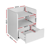 Artiss 2X Bedside Table 1 Drawer with Shelf - FARA White FURNI-C-BS-TOGO-WHX2