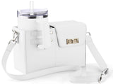 White Portable Insulated Water Bottle Carrier Bag with Adjustable Shoulder Strap - Crossbody Drink V888-ELOSUNG33412